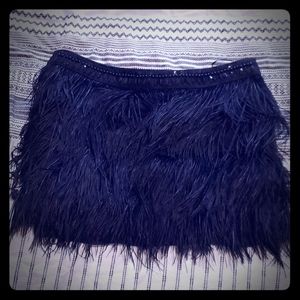 Black feather skirt w/ gem waistband